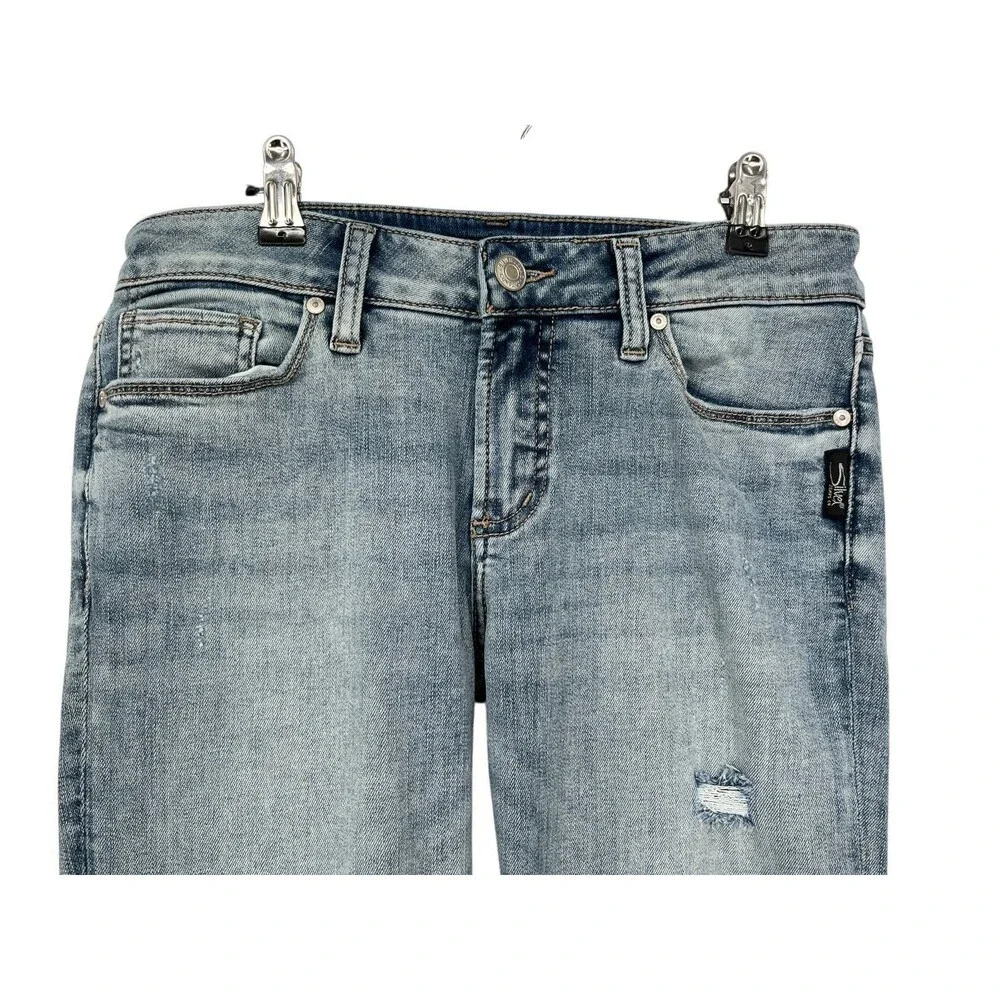 Silver Jeans Women's Size 28 Blue Tapered Leg Distressed